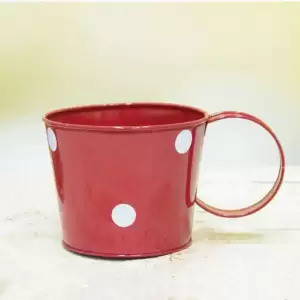 5 inch (13 cm) Polka Small Round Metal Cup (Red) (set of 3)