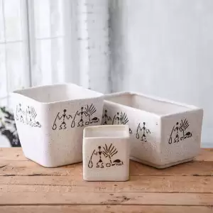 Warli Painting Ceramic Pots - Pack of 3